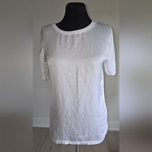 Zara White Loose Fit Short Sleeve Plain T-Shirt S